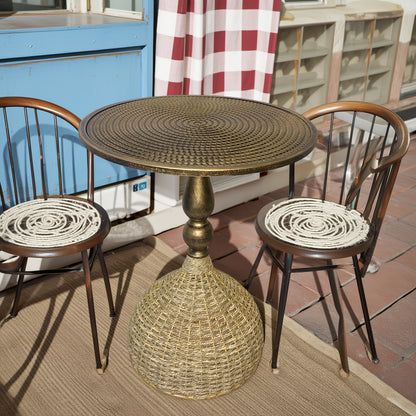 Handwoven Seagrass Coffee Table – Antique Bronze Iron Frame