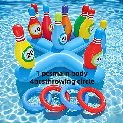 Inflatable water bowling set with numbered pins
