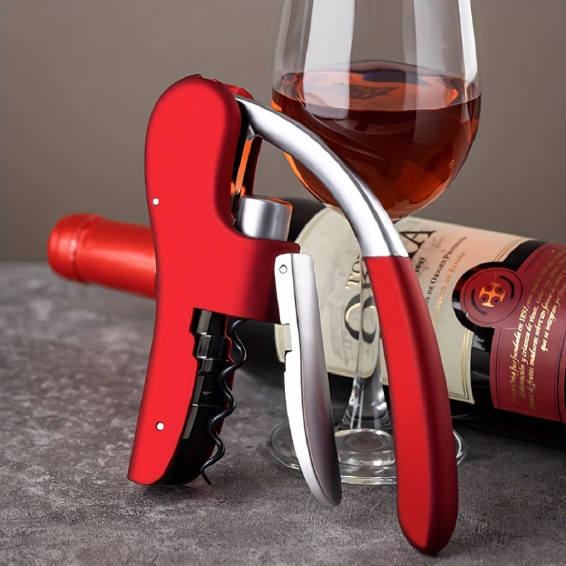 Ergonomic lever corkscrew wine bottle opener