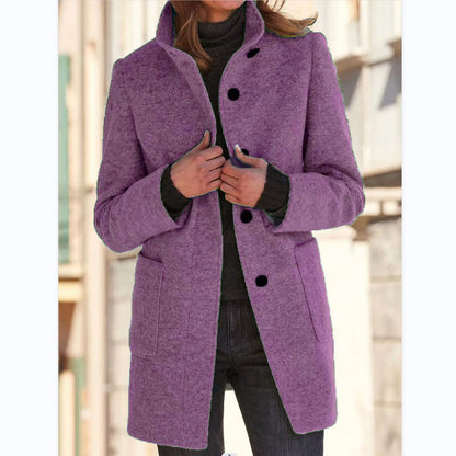 Women's high-neck wool coat - detail