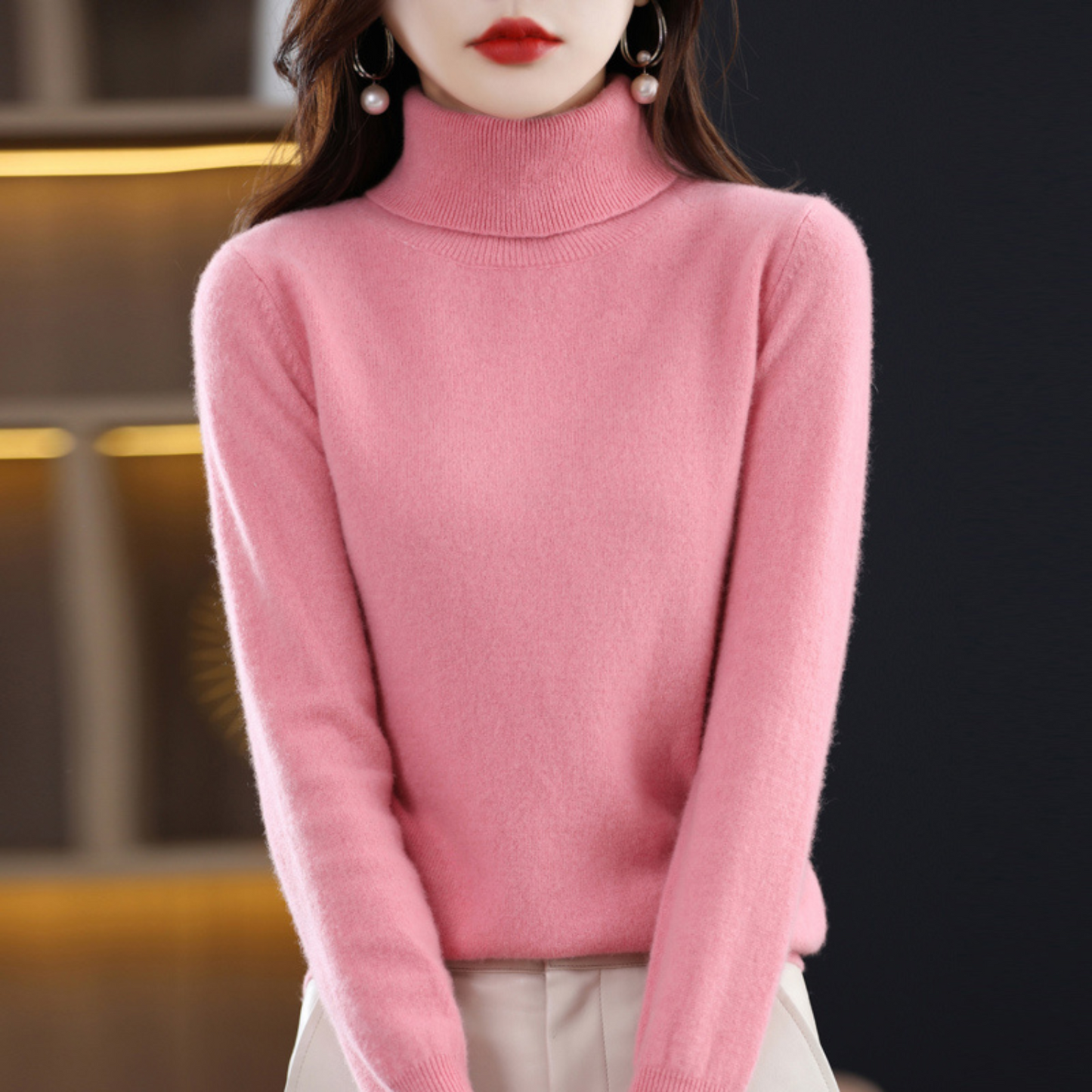 Cashmere Roll-Neck Sweater Soft Premium Knit