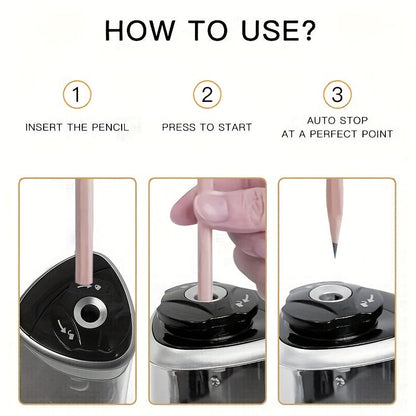 Electric Pencil Sharpener – Auto-Stop USB Sharpener