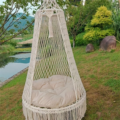 Handwoven Hanging Chair – Boho Cotton Rope Swing Seat