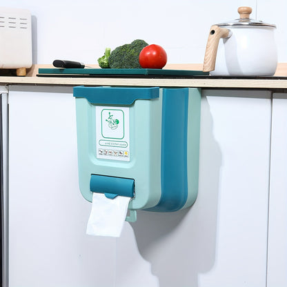 Foldable wall-mounted collapsible kitchen waste bin