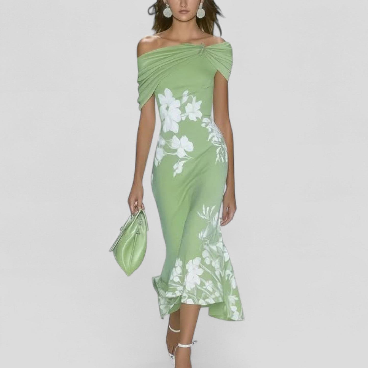 Women's printed statement midi dress - front