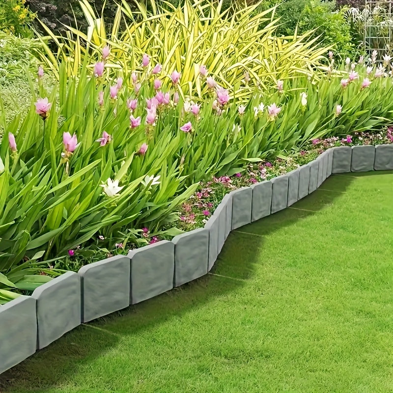 Stone-Look Garden Edging Set – 20-Piece Interlocking Border