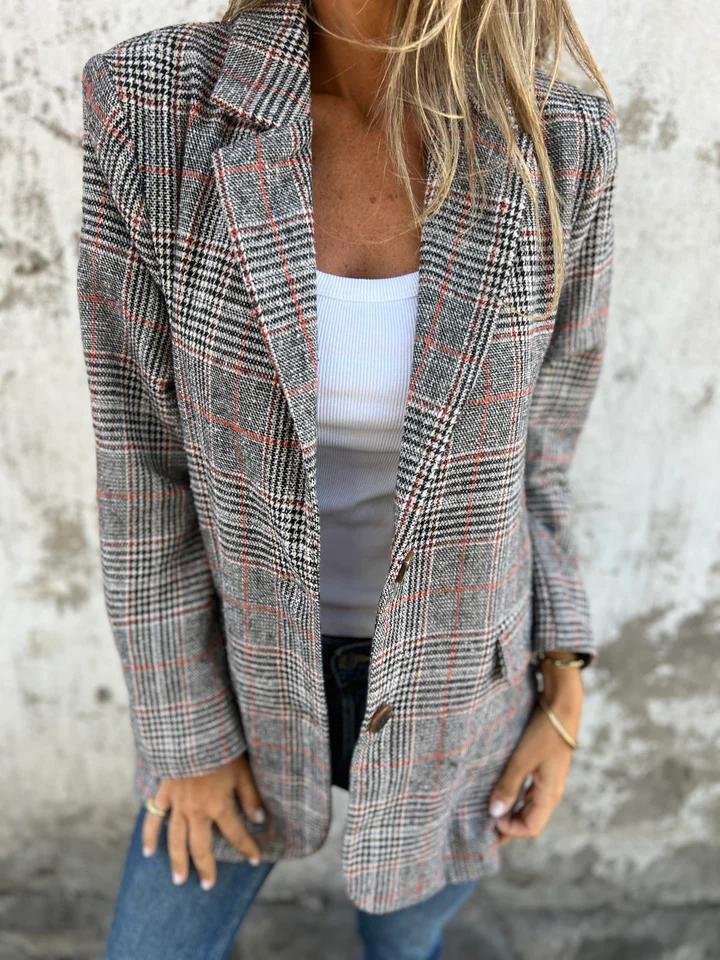 Women's plaid check blazer - front