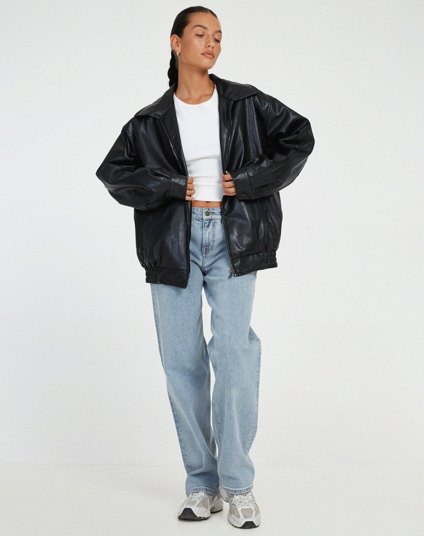 Women's PU biker jacket - brown