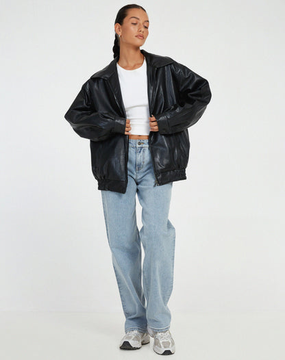 Women's PU biker jacket - brown