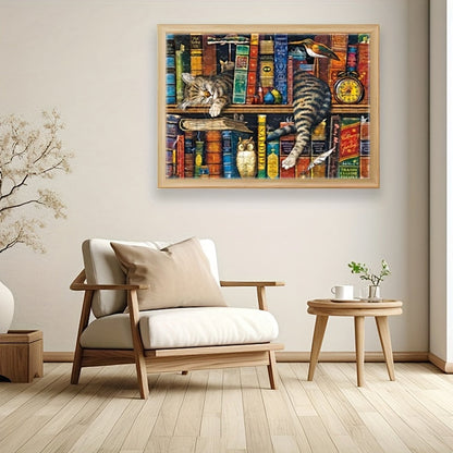 1000-piece cat bookshelf puzzle