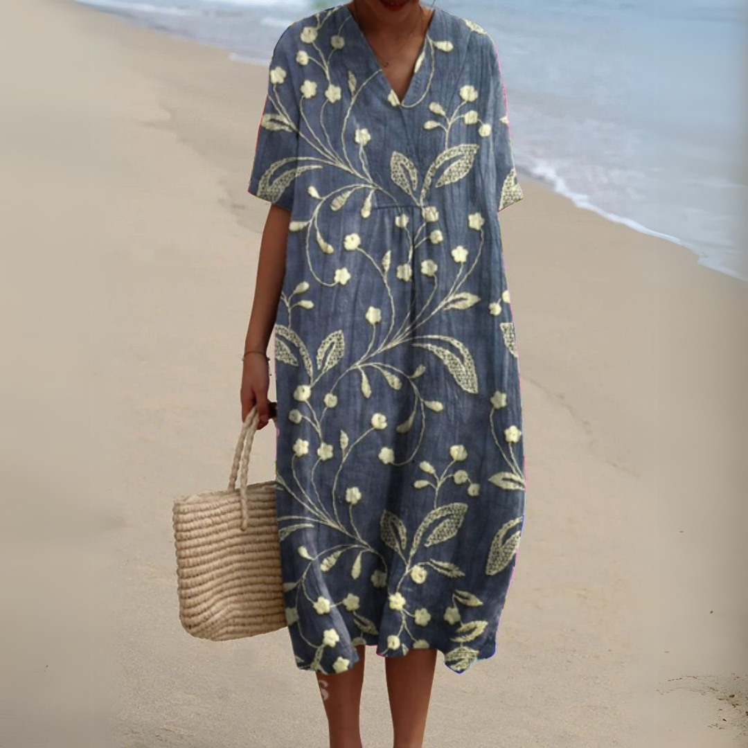 Women's floral V-neck dress back