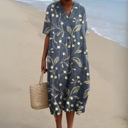 Women's floral V-neck dress back