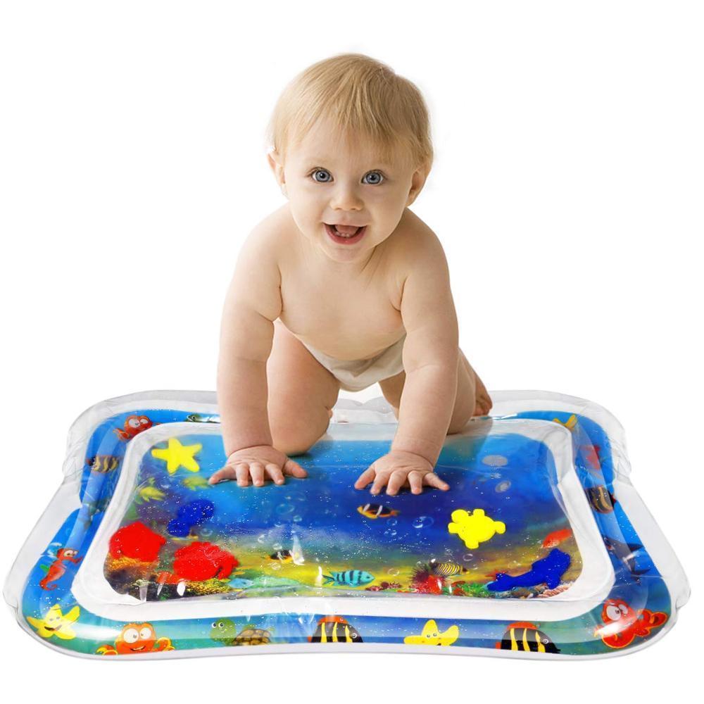 Inflatable baby water play tummy time mat