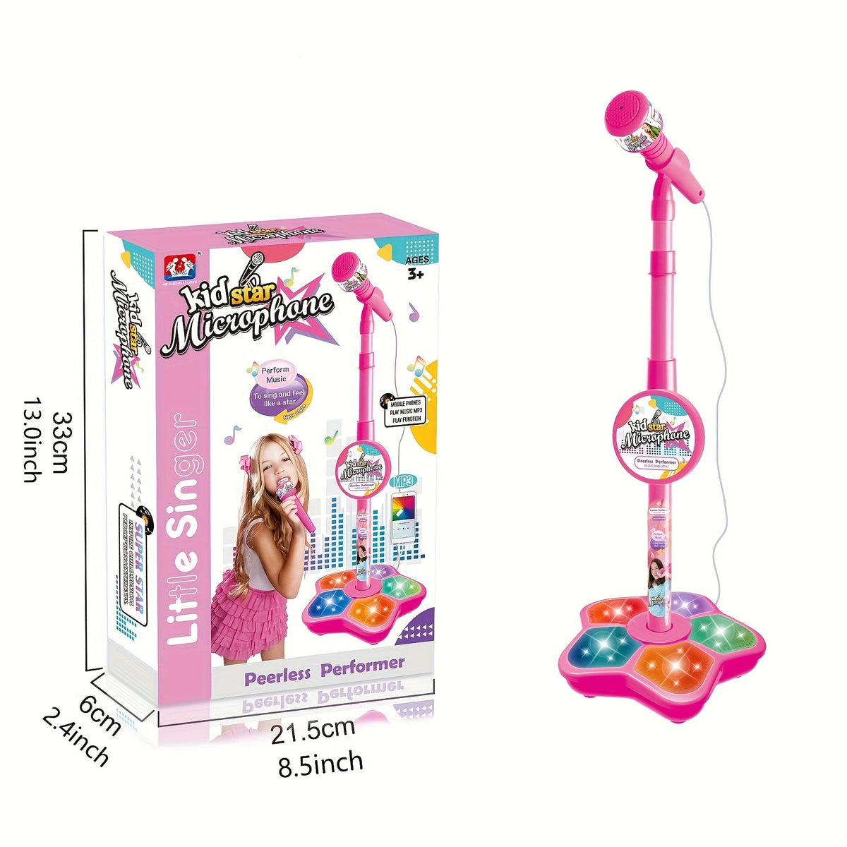 Kids karaoke microphone with adjustable stand