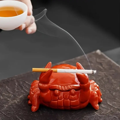 Crab-Shaped Ashtray with Lid – Novelty Lidded Ashtray