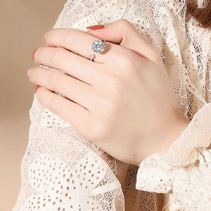 Adjustable 925 Sterling Silver Ring with Spinning Cubic Zirconia