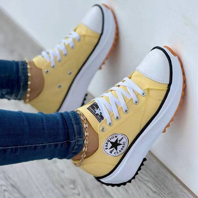 Orthopaedic Canvas Trainers for Women, Cushioned Comfort Sneakers with Arch Support