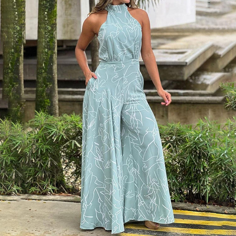 Sleeveless Jumpsuit – Belted Wide-Leg Jumpsuit