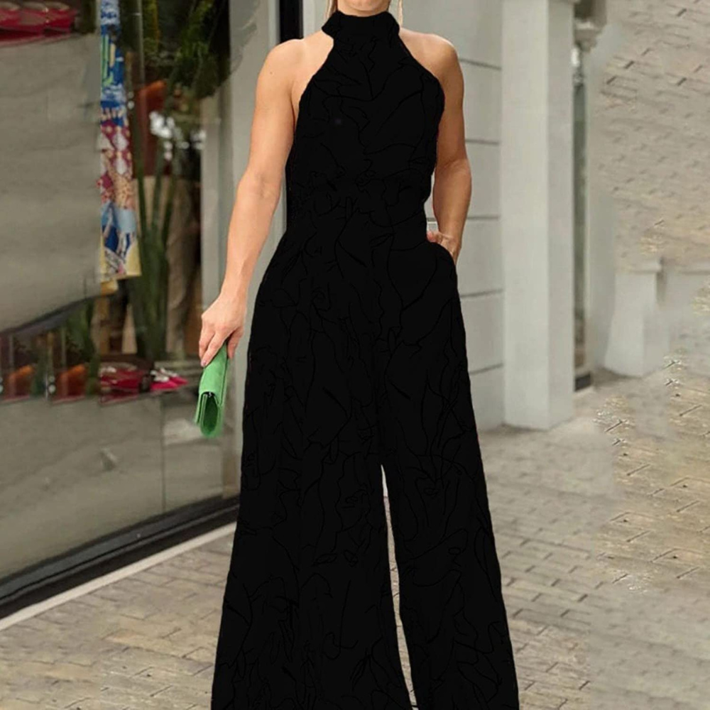Sleeveless Jumpsuit – Belted Wide-Leg Jumpsuit