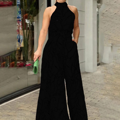 Sleeveless Jumpsuit – Belted Wide-Leg Jumpsuit