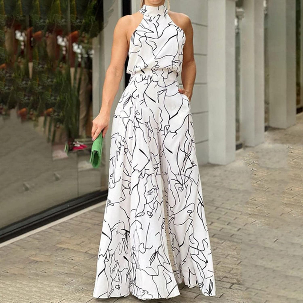 Women's wide-leg belted jumpsuit