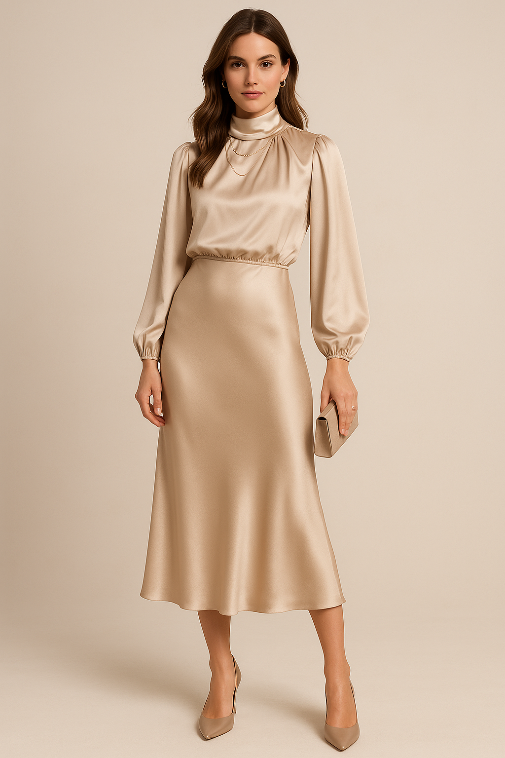Women's timeless high-waist midi dress