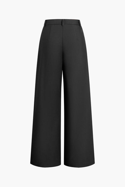 Women's high-waist wide-leg pleated trousers in a tailored fit