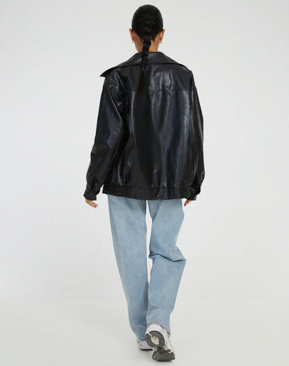 Women's oversized PU jacket
