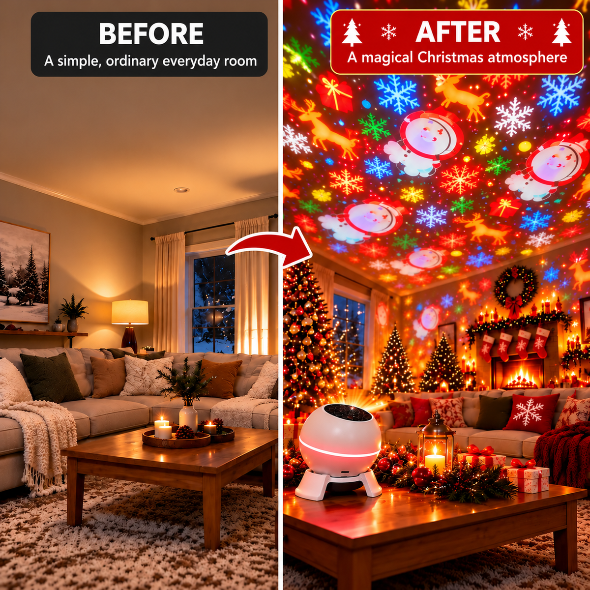 Christmas Light Projector with Moving Festive Motifs