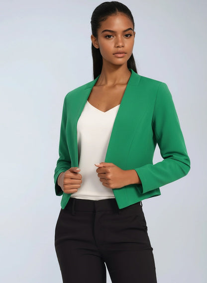 Women's cropped open-front blazer jacket in a tailored fit