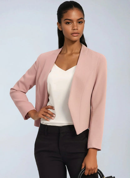 Women's cropped open-front blazer jacket in a tailored fit