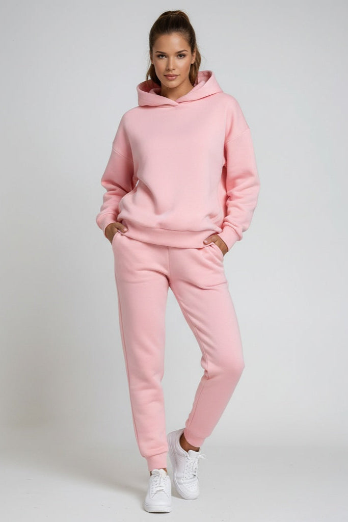 Women's hooded jogging set with sweatshirt and joggers in cotton blend