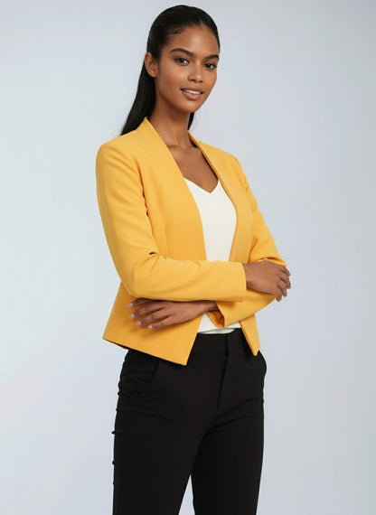 Women's cropped open-front blazer jacket in a tailored fit