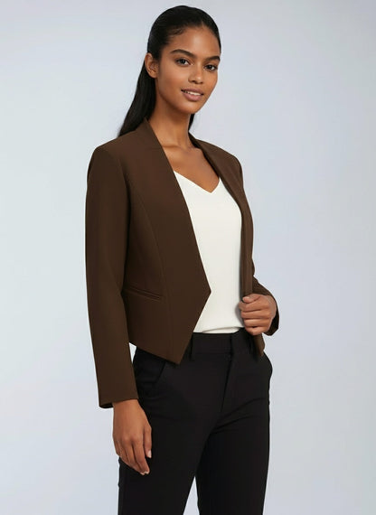 Women's cropped open-front blazer jacket in a tailored fit