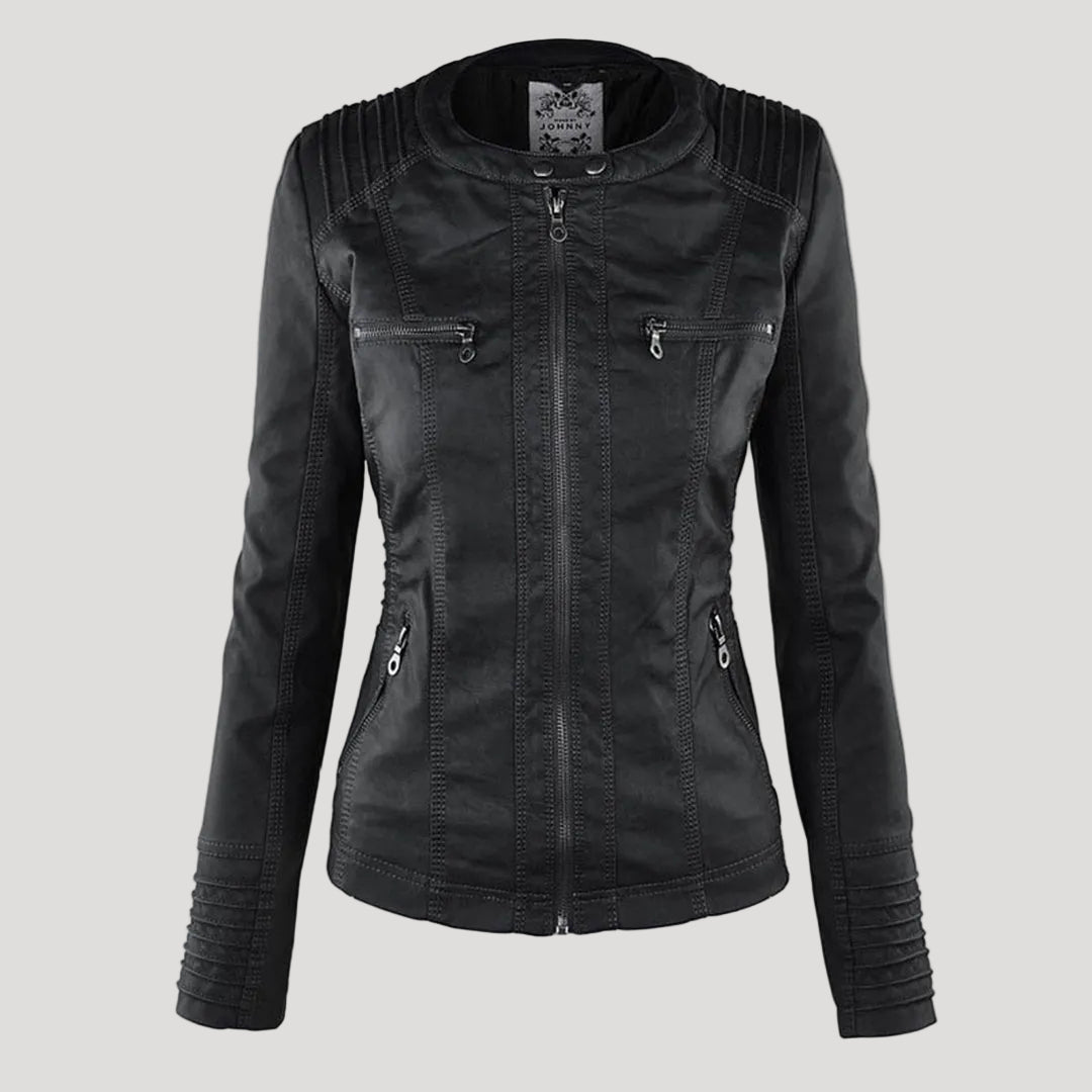 Women's water-resistant faux leather jacket