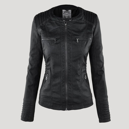 Women's water-resistant faux leather jacket