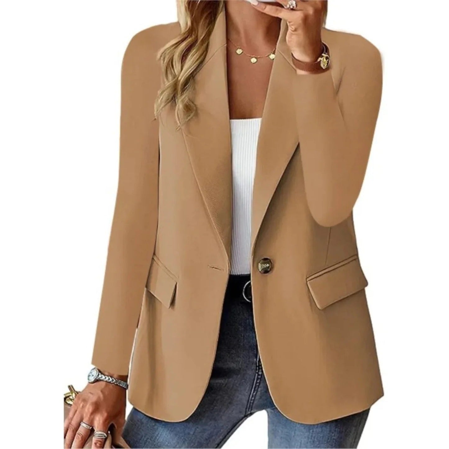 Women's open-front tailored blazer jacket