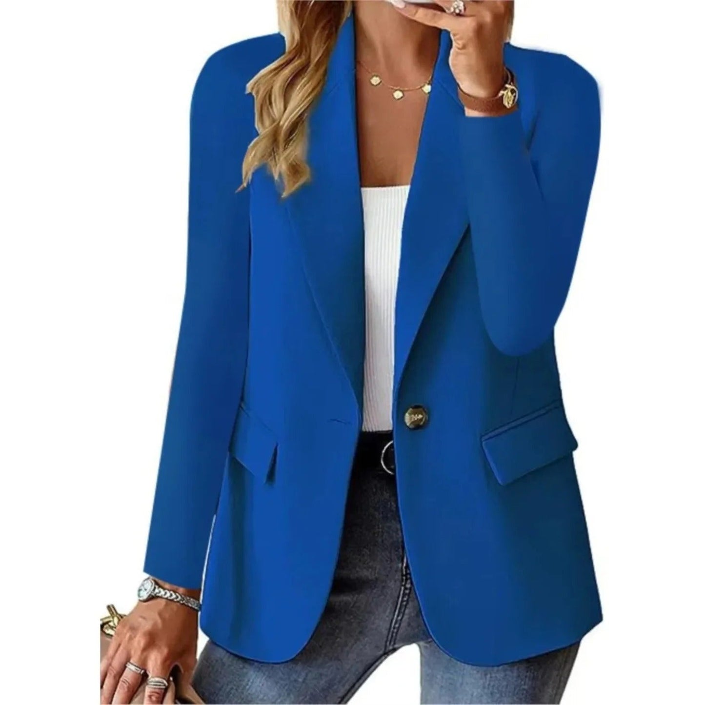 Women's open-front tailored blazer jacket