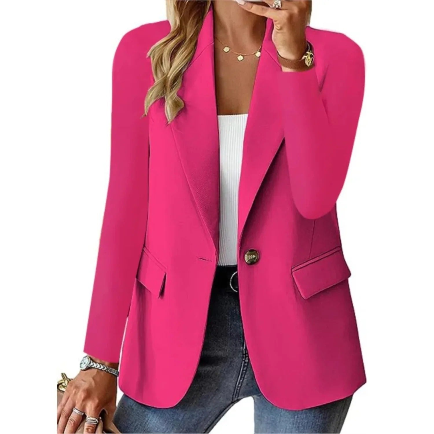 Women's open-front tailored blazer jacket