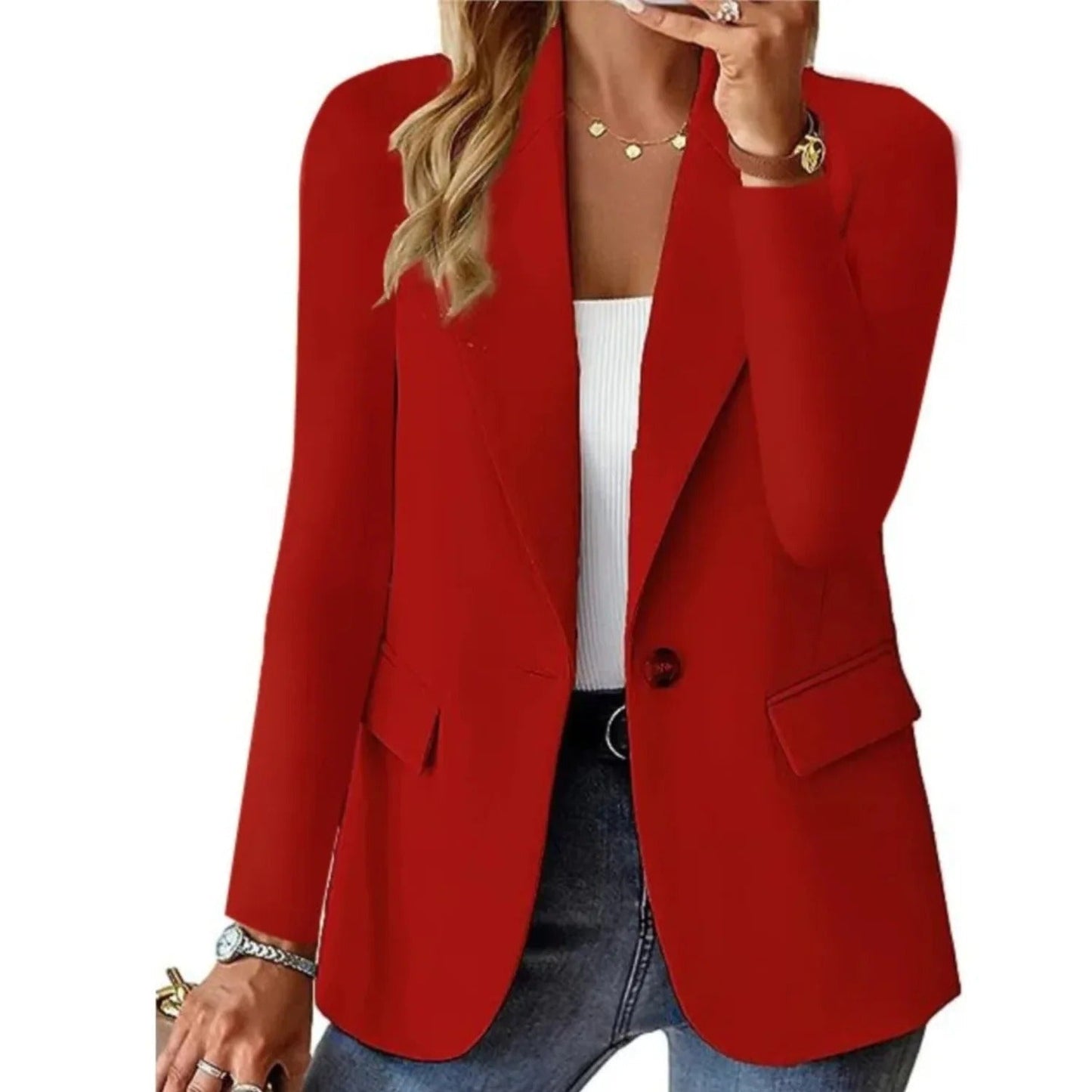 Women's open-front tailored blazer jacket