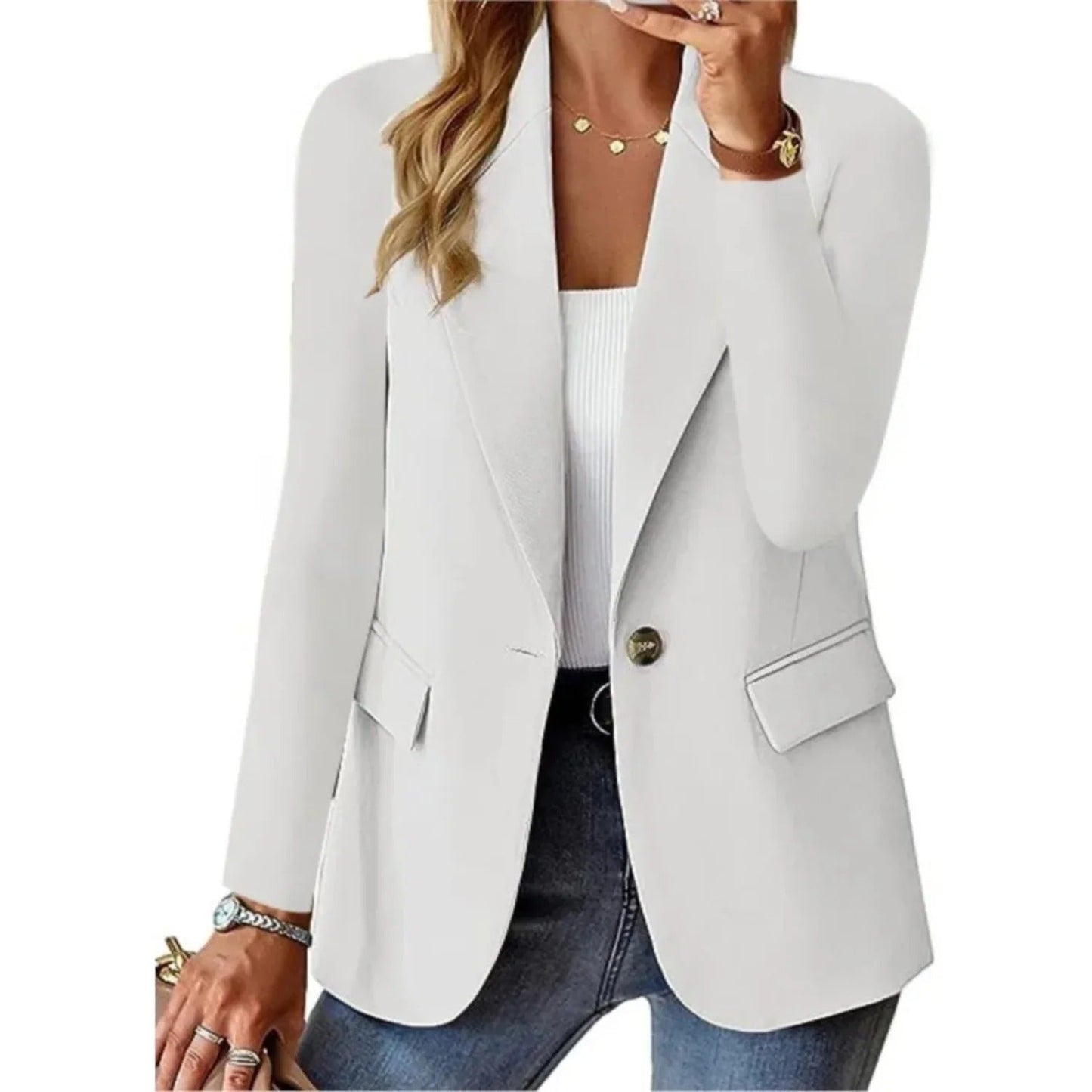 Women's open-front tailored blazer jacket