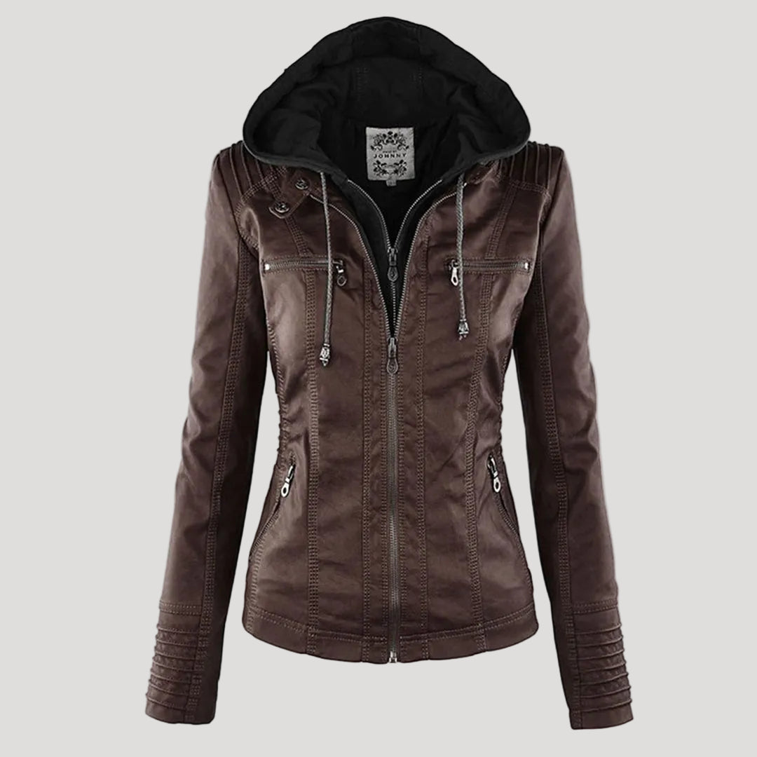 Women's faux leather jacket - brown