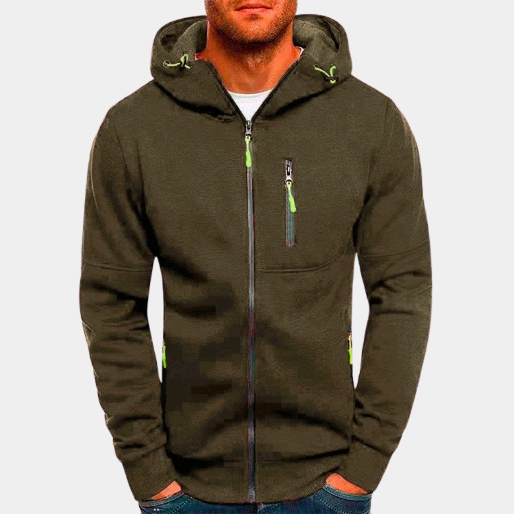 Men's Zip-Up Hoodie – Casual Cotton Hooded Jacket