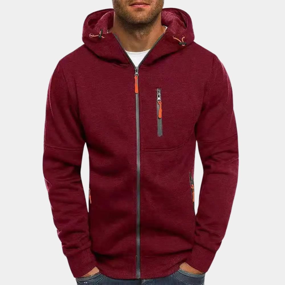 Men's Zip-Up Hoodie – Casual Cotton Hooded Jacket