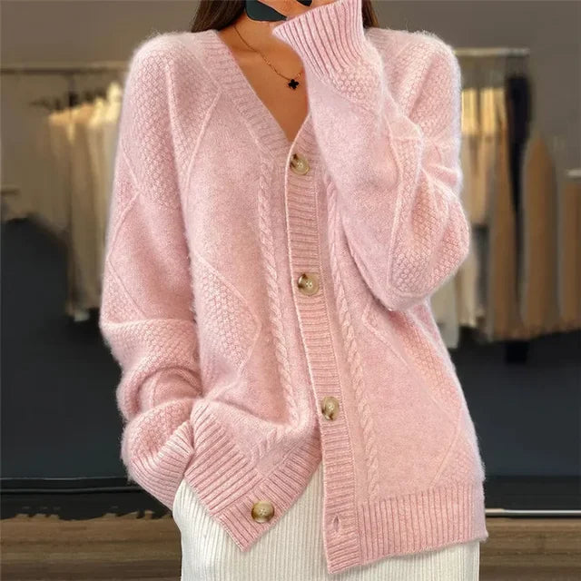 Women's cashmere button cardigan - front