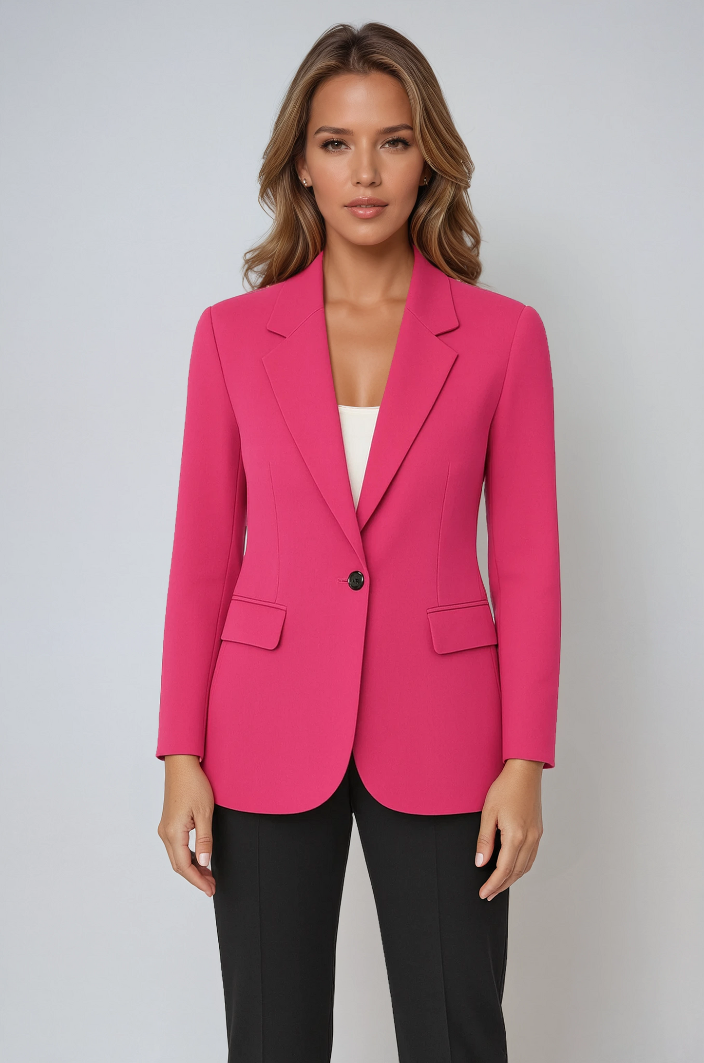 Women's tailored single-button lapel blazer jacket