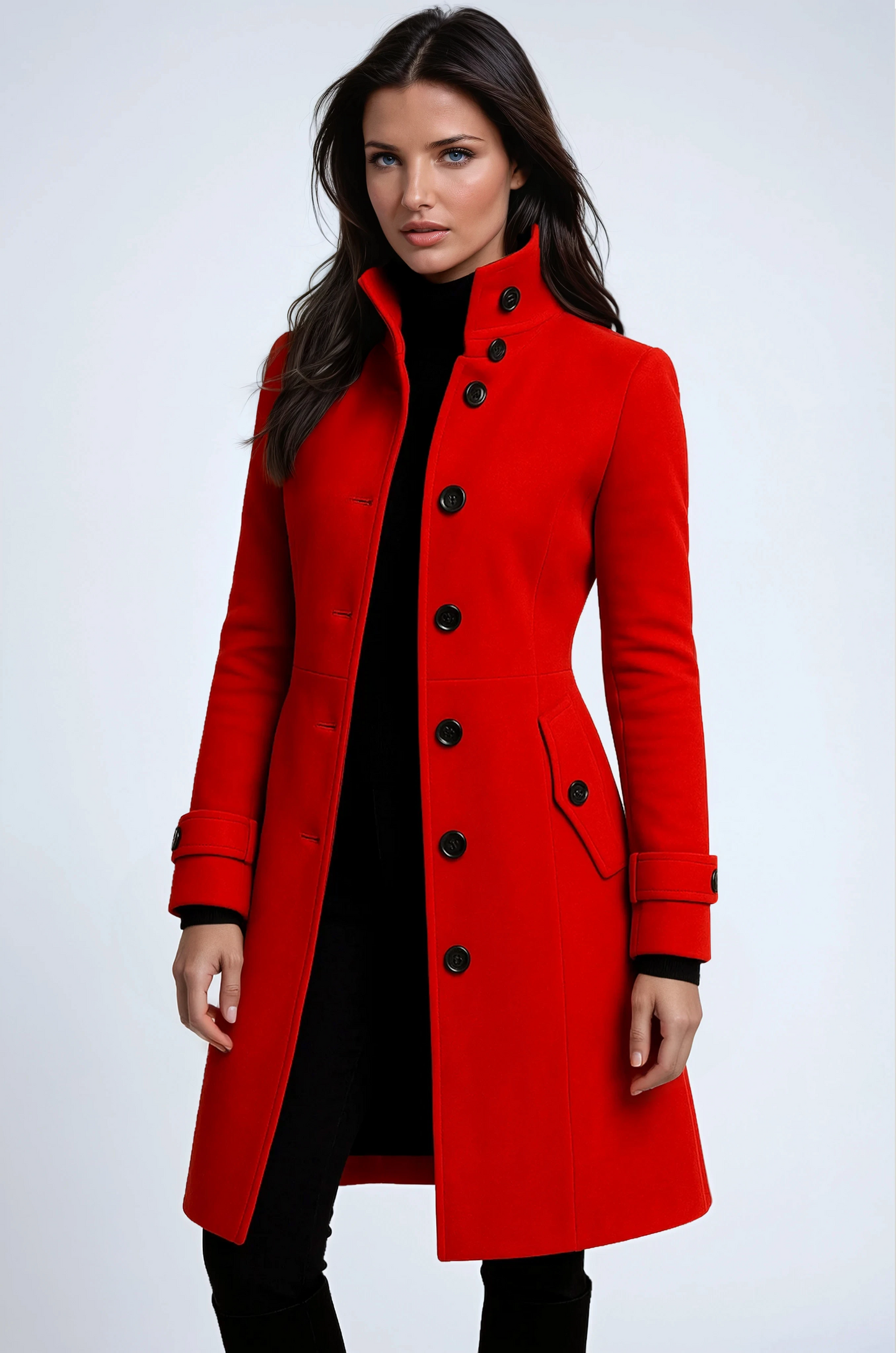 Women's classic cotton trench coat in a tailored longline winter style