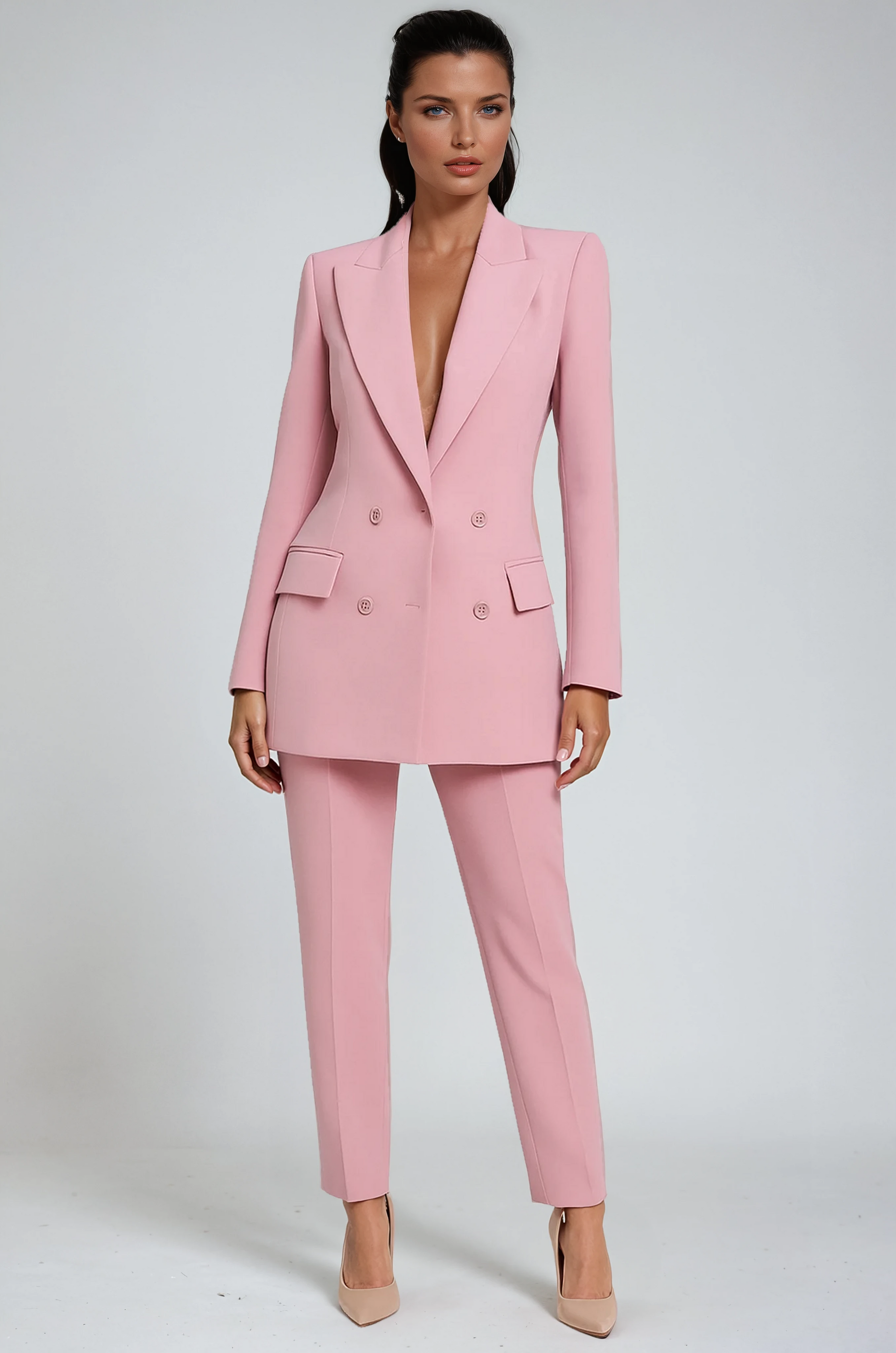 Women's double-breasted two-piece blazer suit in a tailored fit