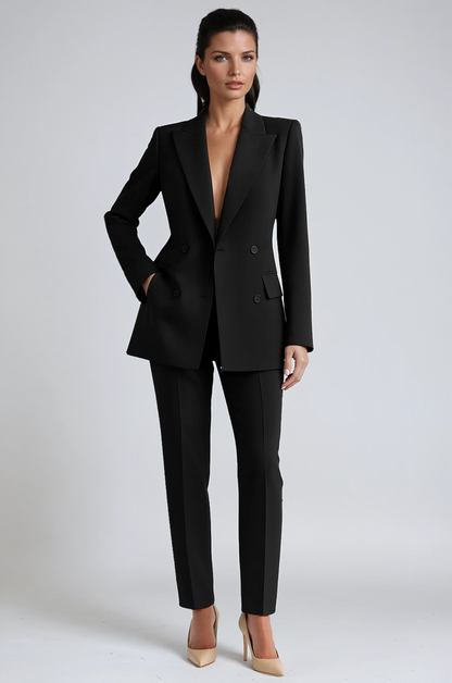 Women's double-breasted two-piece blazer suit in a tailored fit