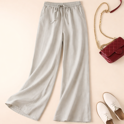 Women's relaxed drawstring wide-leg trousers